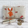 Large Purse, Coin Purse with Fox and Mushrooms