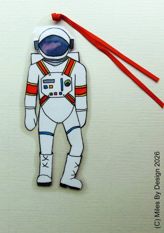 Handpainted Spaceman Laminated Bookmark