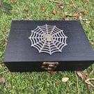 Handmade Gothic Spider Web Jewellery Box – Spider & Web Design with Mirror