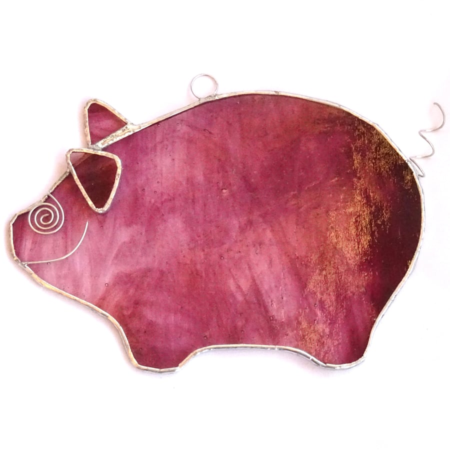 Stained Glass Pig Suncatcher
