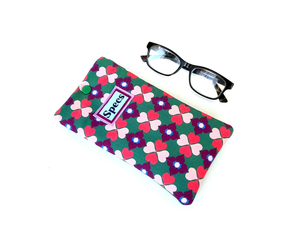 Soft Glasses Case, Handmade Green Spectacles Pouch