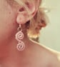 Macrame Spiral Earrings, Dusky pink sterling silver earrings  - Image 6