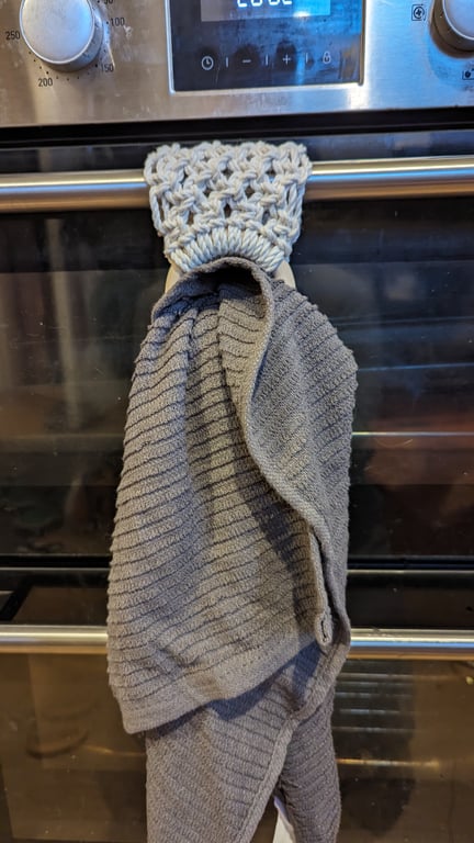 Macrame tea towel holder - natural