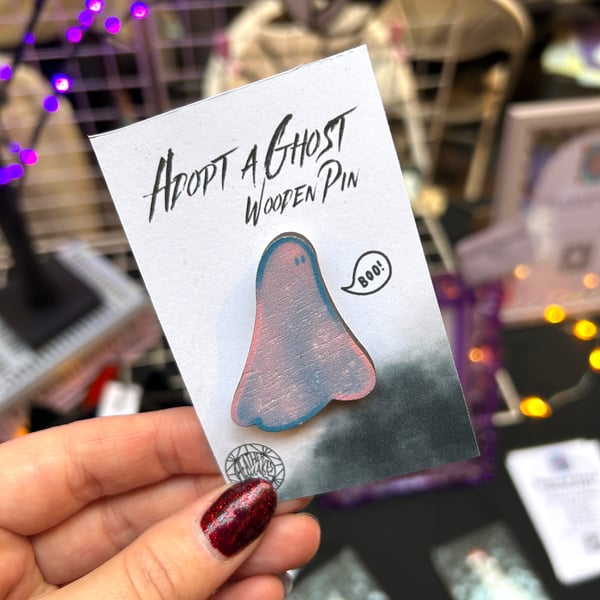 Galaxy Ghost Wooden Pin