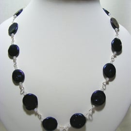 Peacock Freshwater Coin Pearls and Moonstone Gemstone Necklace