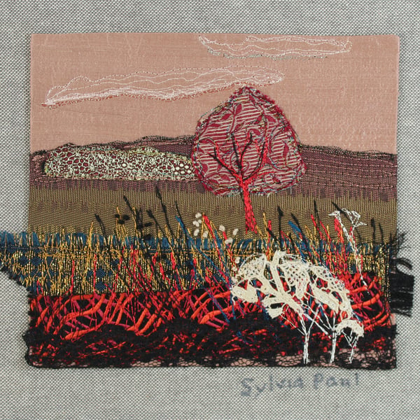 Red Tree Textile art