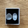 Pair of white seaglass studs on surgical steel posts (1)