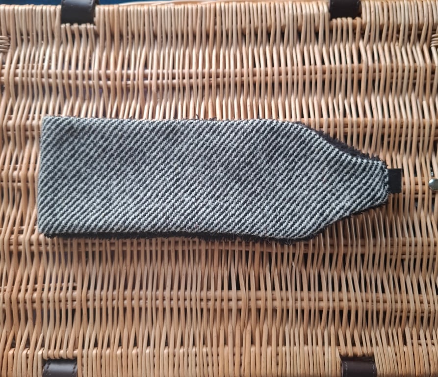 Cosy Earwarmers - Black and White Stripe Harris Tweed 