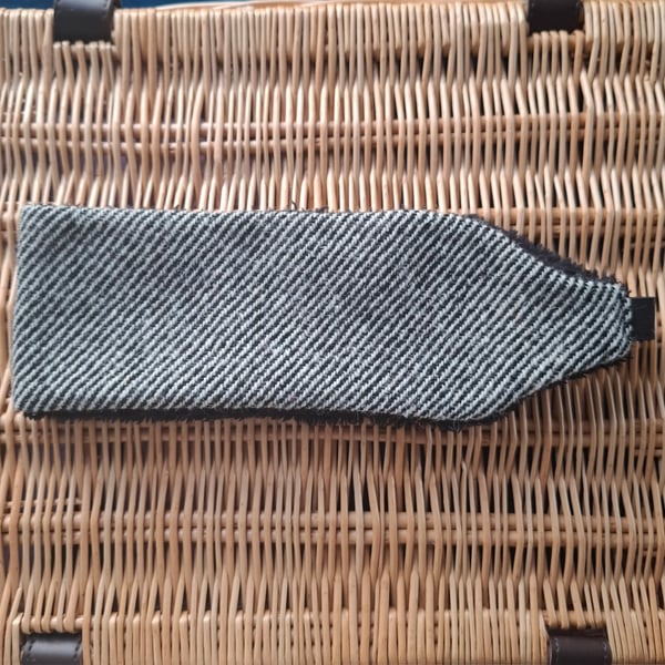 Cosy Earwarmers - Black and White Stripe Harris Tweed 