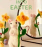 Spring easter posable felted mouse with flower accessory hand made gift
