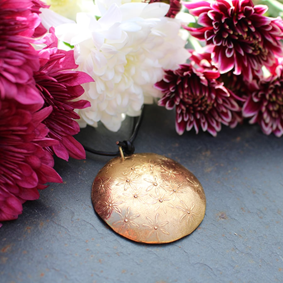 Fiona Brass Pendant, Daisy Flower