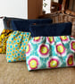 Bright cotton gathered zip bag with denim and Laura Ashley cotton - Image 4