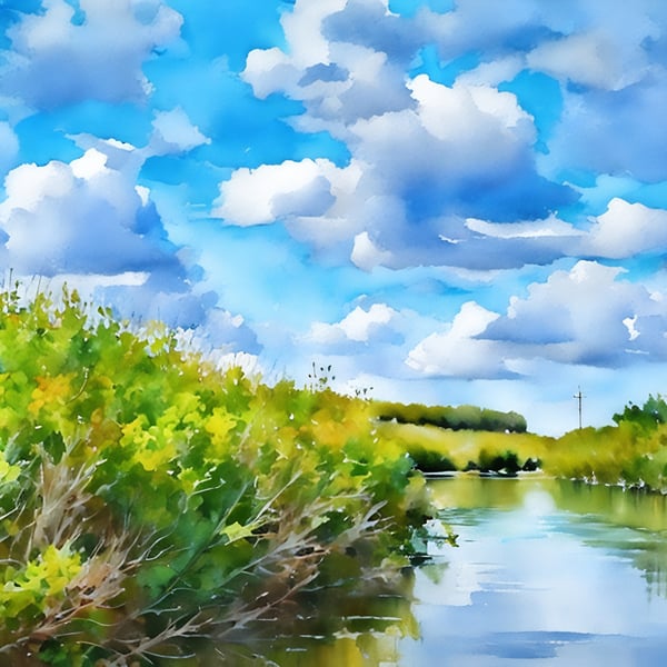River View Norfolk Fen A5 Greeting Card 