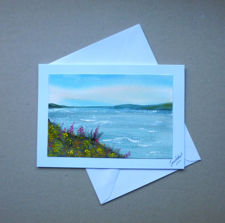 original hand painted watercolour landscape greetings card ( ref FA512 K3 )
