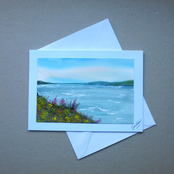 original hand painted watercolour landscape greetings card ( ref FA512 K3 )