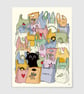 Cute Cat And Bag Print 2, The Cat's Out Of The Bag Wall Art Print, Secret Is Out - Image 2