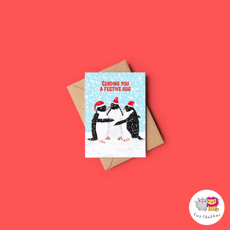 Penguin Christmas Card, A6 Christmas Card, Cute Animal Christmas Card