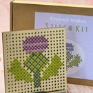 Thistle Stitch Kit - DIY, Wooden Display
