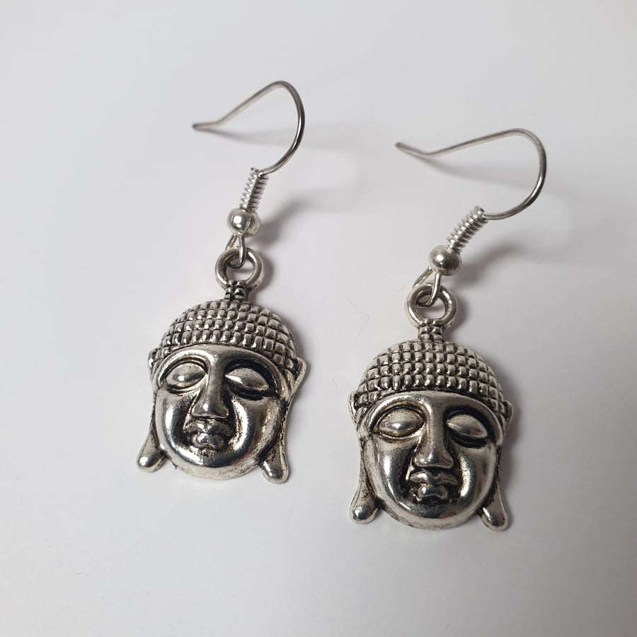 Women's Silver-Plated Buddha Dangle Drop Earrings
