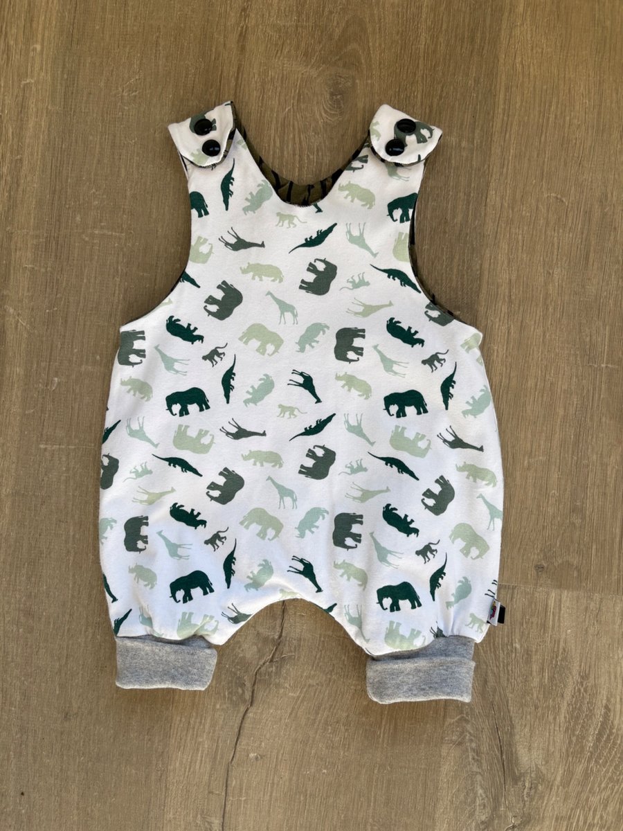 Mini Safari Animal Romper (reversible)- sizes from 0-3mths up to 9-12mths 