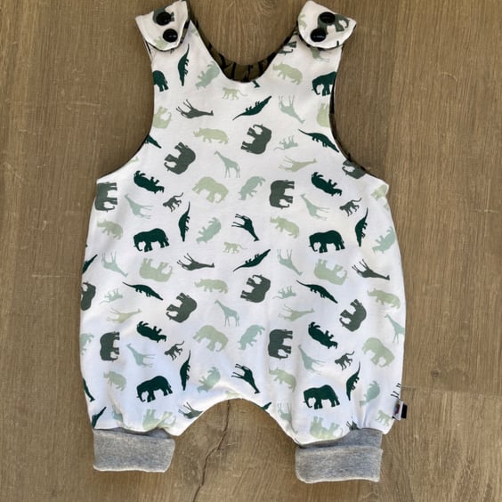 Mini Safari Animal Romper (reversible)- sizes from 0-3mths up to 9-12mths 