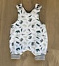Mini dinosaur stretchy Romper (reversible)- 0-3 months 