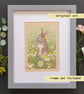 Rabbit in a patch of chamomile flowers original drawing, animal art