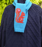 Red Squirrel Knitted Scarf with flower embroidery - Image 4