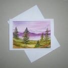 original art landscape hand painted greetings card ( ref FA 224 B1 )