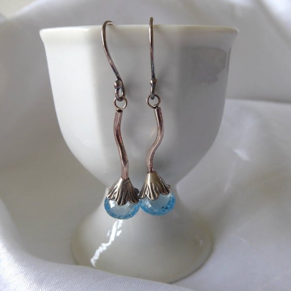 Sky Blue Topaz Earrings with Sterling & Fine Silver - Perfectly Imperfect