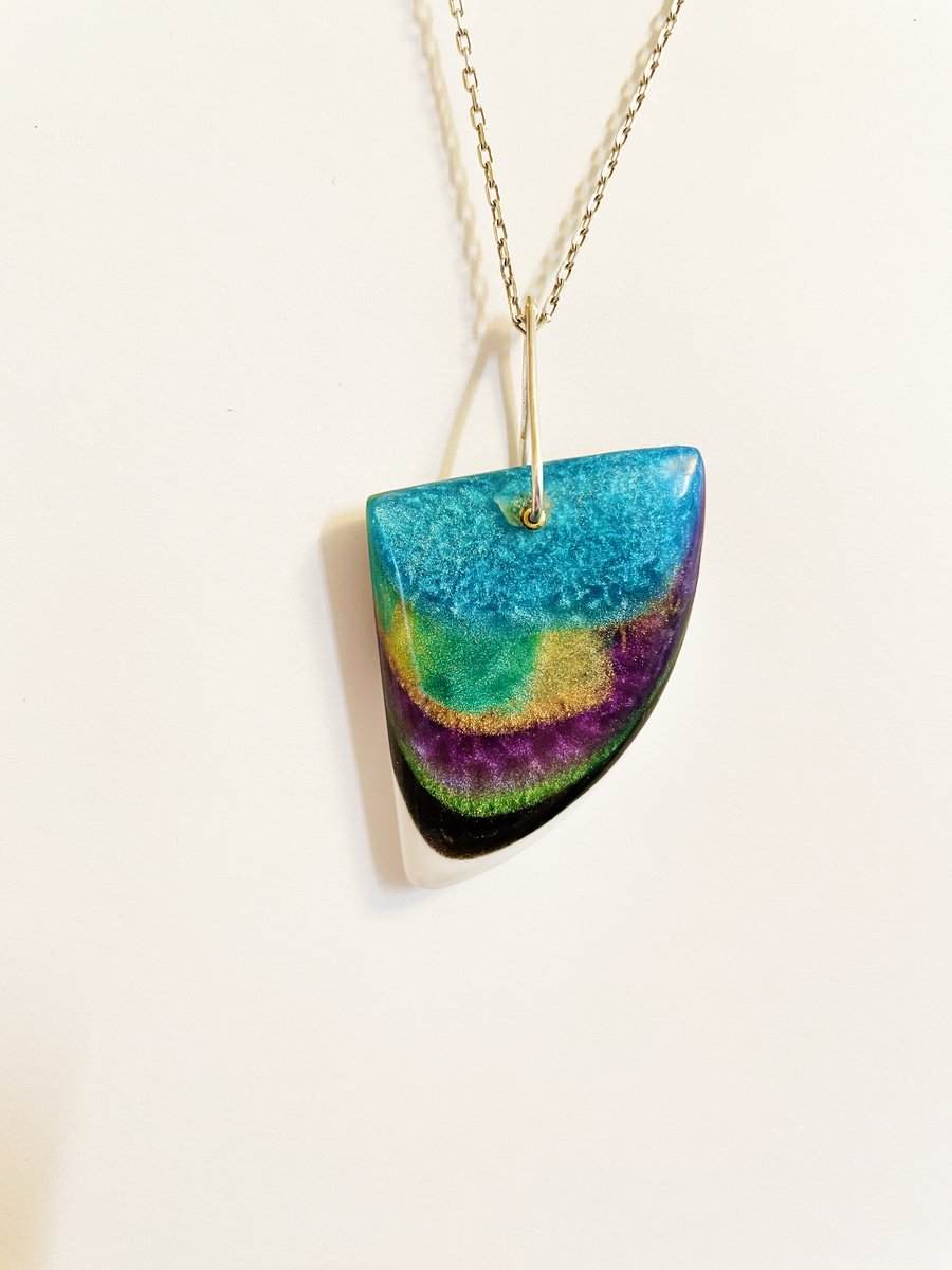 Layered resin pendant, Handcarved