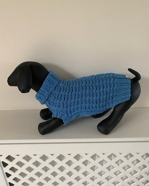 Dog Jumper - Ideal for a Miniature Dachshund or Small Dog, Hand Knitted item.