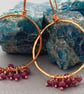 Natural Ruby & Hammered Copper Hoop Earrings - Image 8