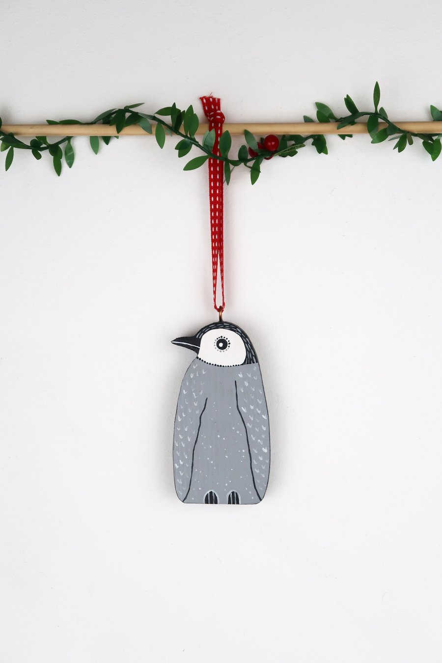 Penguin hanging decoration, cute wooden animal home decor