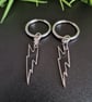 Black Lightning Bolt Hoop Earrings Stainless Steel Rock n Roll Huggies