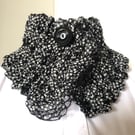 Vintage Inspired Crochet Scarf Neck Warmer Black and White 