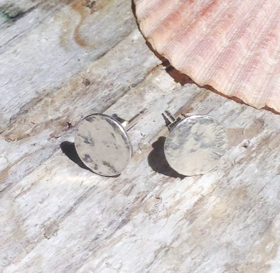 Handmade Reticulated Sterling Silver Stud Earrings - UK Free Post