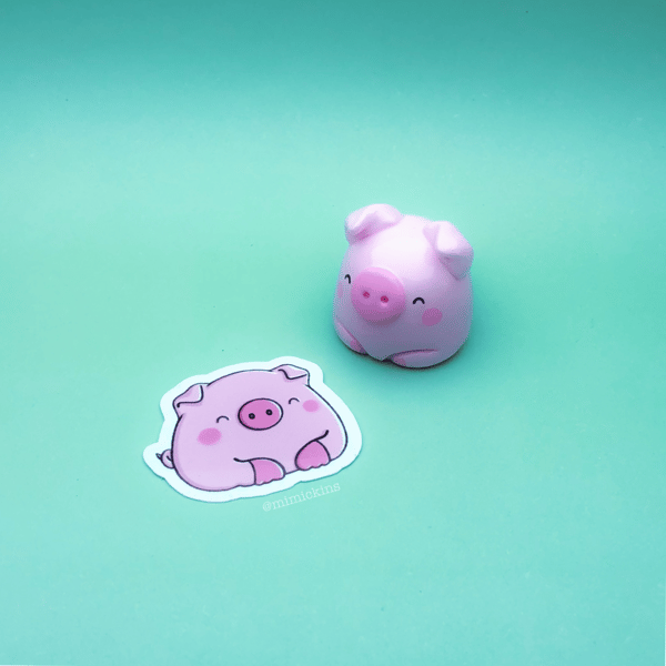 Little Piggy Friend, Handmade Polymer Clay figure