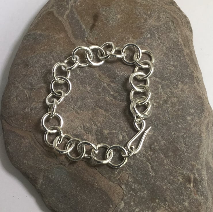 Sterling Silver Chunky Chain Link Bracelet, Cla... - Folksy