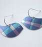 Bird earrings in blue and purple