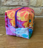 Rainbow Marble Effect Quilted Fabric Box Shape Makeup Bag - Image 4