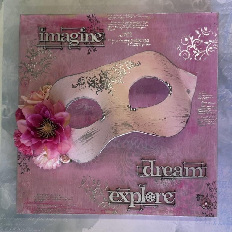 Masquerade Dreams Pink Mixed Media Wall Art