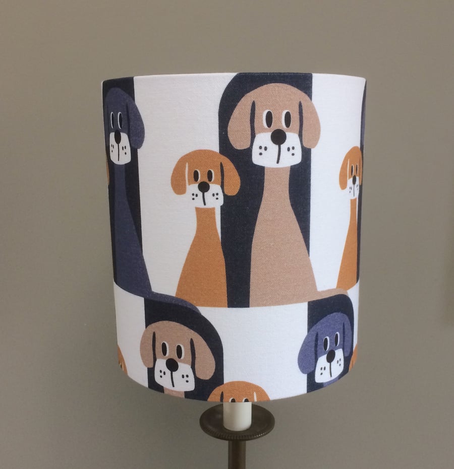 WOOF ! FUN Dog Puppy Retro Style Swedish Fabric Lampshade