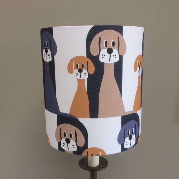 WOOF ! FUN Dog Puppy Retro Style Swedish Fabric Lampshade