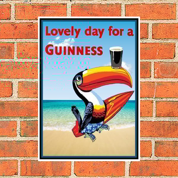 Guinness metal sign. Holiday Toucan. Suitable for Bar or Mancave
