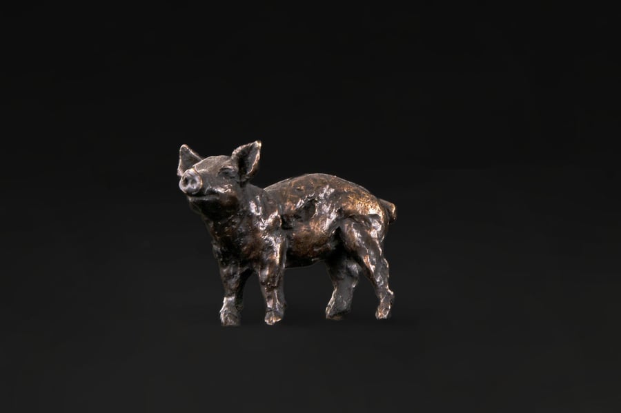 Foundry Bronze Little Piglet Animal Statue Small Bronze Metal Sculpture
