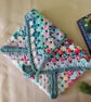 Crocheted book pouch or tablet case, wrap round fastening, multi-coloured - Image 3