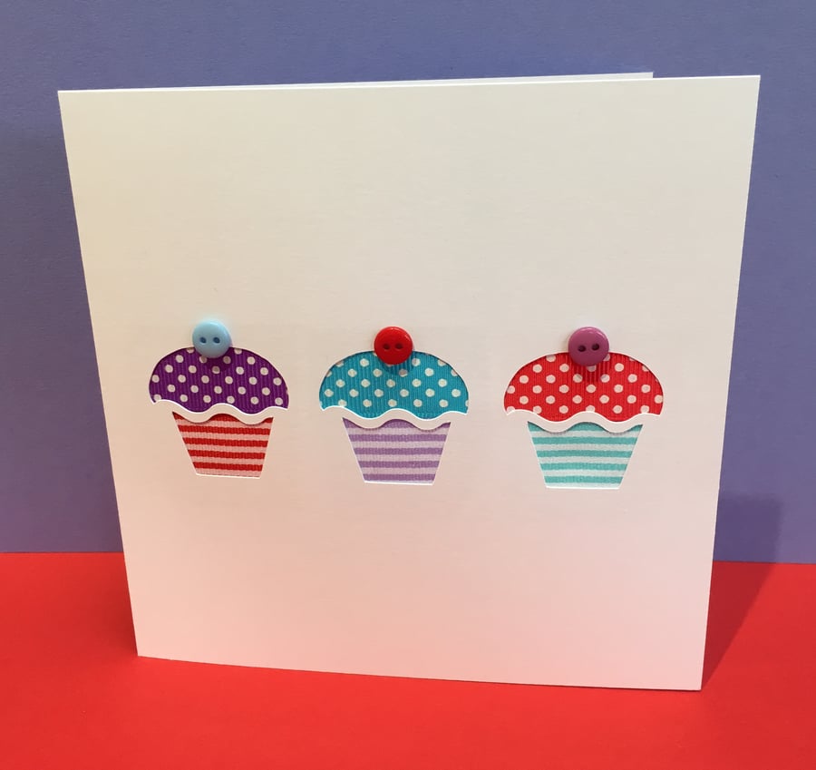 Birthday Cupcakes Birthday Card - Paper Cut Card