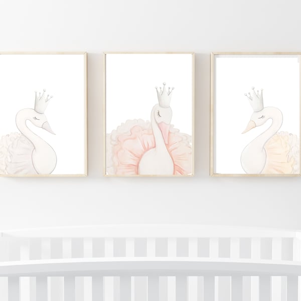 Swan Nursery Wall Art - SET OF 3