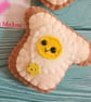 Felt Egg on Toast Pocket Hug and card,pocket buddy,comfort pocket pal. - Image 1